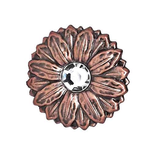 Sunflower Concho Synthetic Crystal Antique Copper