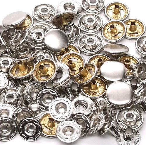 10 Pack Nickel 12 mm Spring Button Glove Snaps 1248-02