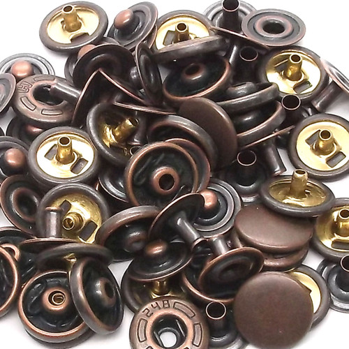 10 Pack Antique Copper 10 mm Spring Button Glove Snaps