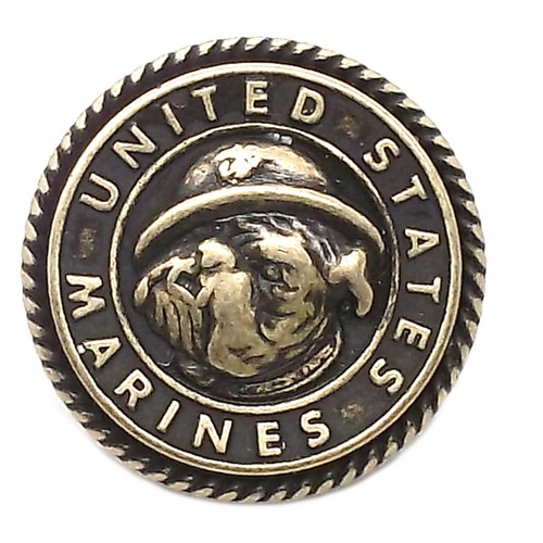 Marines Emblem Antique Brass Line 24 Snap Cap