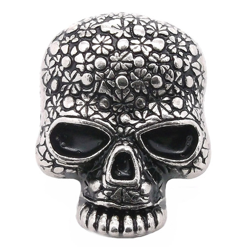 Floral Skull Line 24 Snap Cap Antique Nickel 