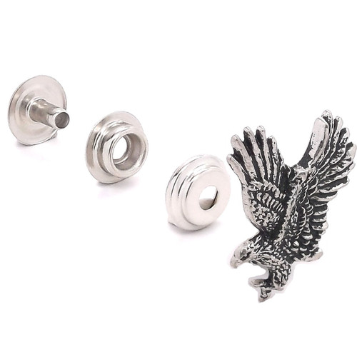 Eagle in Flight Line 24 Snap Cap Antique Silver Set Eagle in Flight Line 24 Snap Cap Antique Silver Set