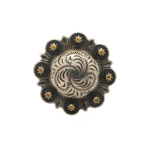 Berry Concho Silver with Rose Gold Screw Back 1" Front.