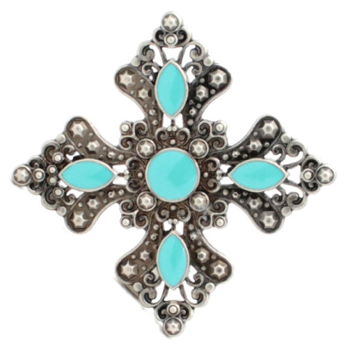 Turquoise and Antique Silver Flower Concho 2-1/2" 7213-01