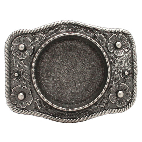 Roped Silver Dollar Leather Belt Buckle Roped Silver Dollar Leather Belt Buckle