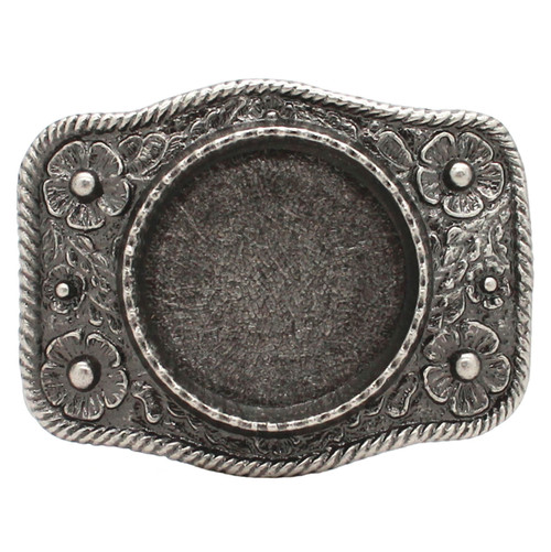 Roped Silver Dollar Leather Belt Buckle