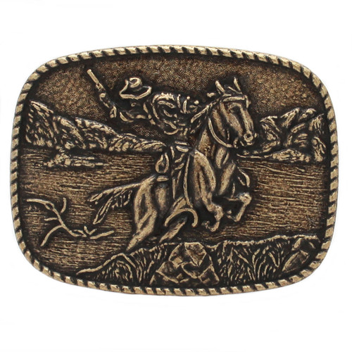 Roped Western Metal Belt Buckle