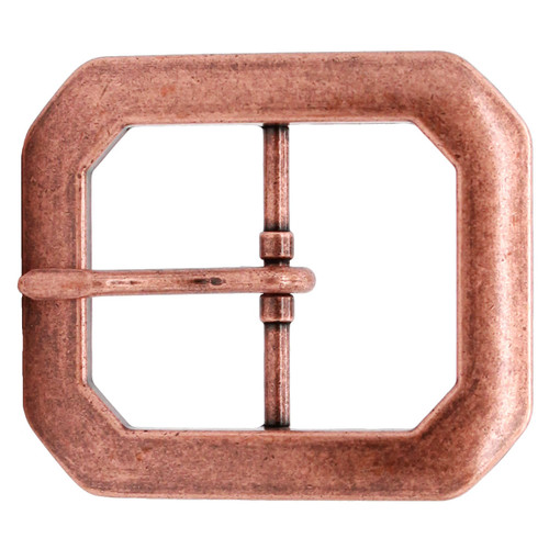 Antique Copper Plated Clipped Corner Belt Buckle 1-1/2"