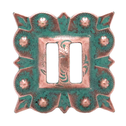 Slotted Square Concho Copper Patina 1-1/4"