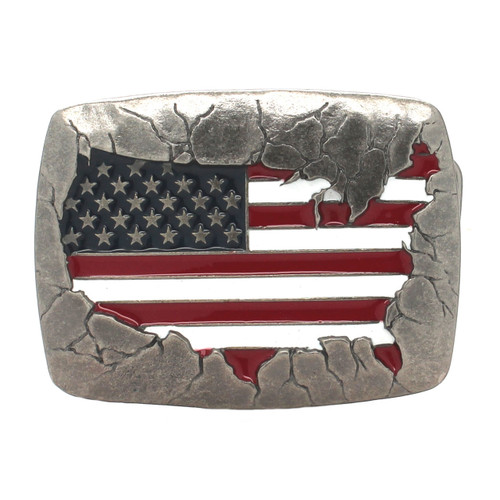 USA Flag Metal Belt Buckle Antique Nickel Front USA Flag Metal Belt Buckle Antique Nickel Front