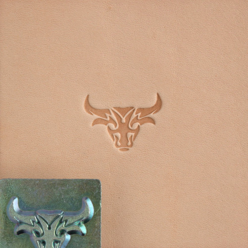 Bullz leather stamp with impression.