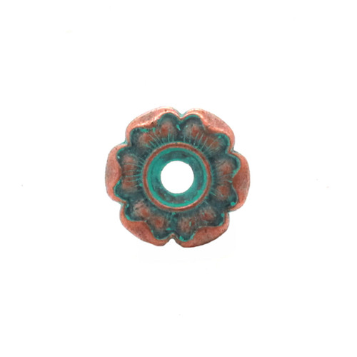 Flower Bezel Concho in Copper Patina Front