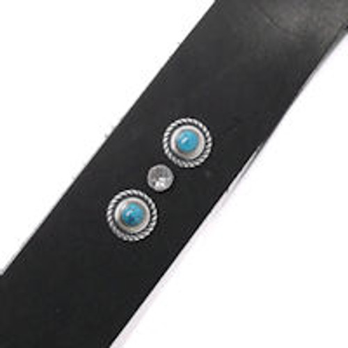 Shown with 7mm turquoise stone rivets and one 7mm clear crystal rivet.