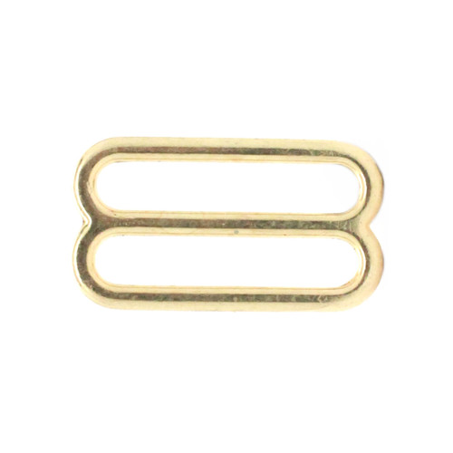 Double Loop Strap Adjuster 1.25 Inch Brass Side