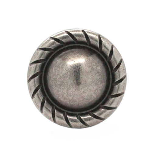 Button Concho Rope Edge Antique Nickel Screw Back 1 Inch Front