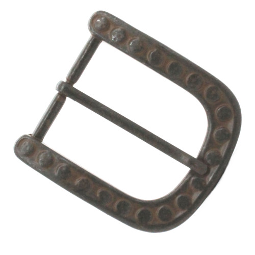 Heel Bar Belt Buckle With Raised Dots Rubbed Bronze Front