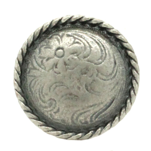  Floral Rope Edge Metal Button Antique Nickel Front
