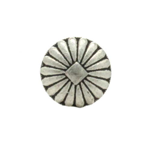 Sunburst Diamond Metal Button Pewter Plating 7/8" Front