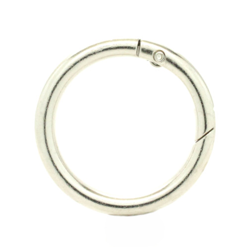 Spring Gate Rings Carabiner 1" Shiny Nickel Leather Hardware 