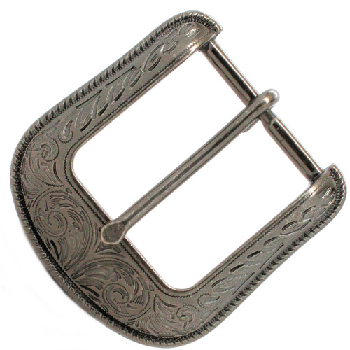 Roped Edged Buckle Antique Nickel 1-1/2" Front