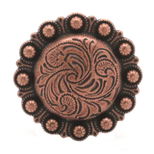 Multi berry 1.5-inch concho in antique copper front.