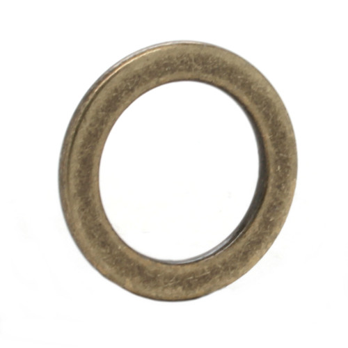 Single side view of a antique brass 3/4" ring.