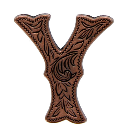 Alphabet Letter Y Concho Antique Copper Front