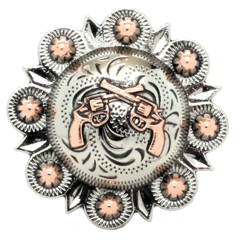 Front side of the berry concho in silver and copper plating in 1-1/2" diameter.