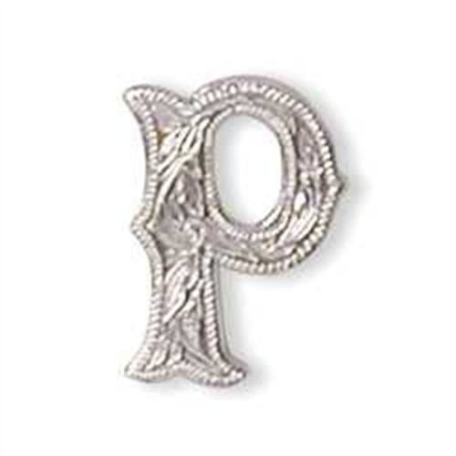 Alphabet Letter P Shiny Silver Screw Back Concho