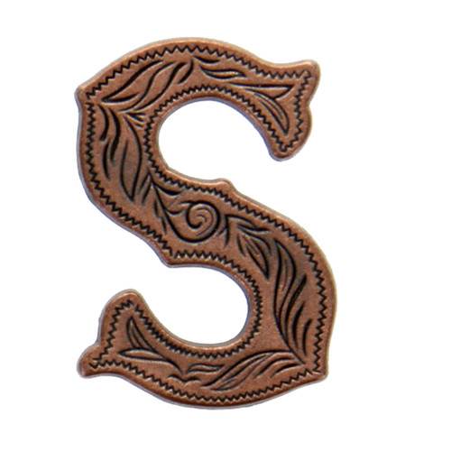 Alphabet Letter S Antique Copper Plated Concho Front