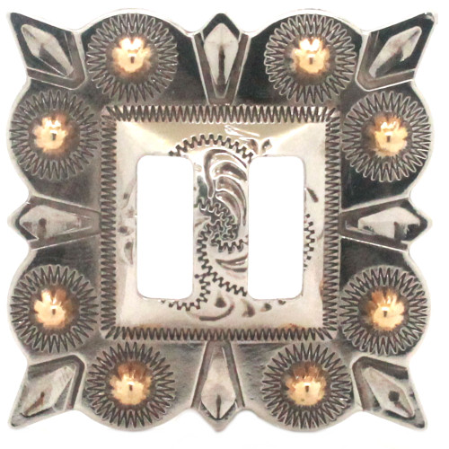 Slotted concho square old silver and rose gold 1-1/2-inch front.