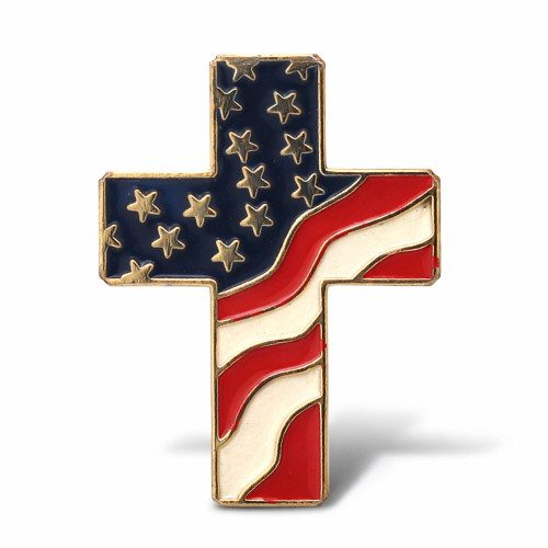 Gold flag pin with shadow.