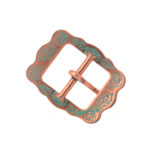 Back side of the 5/8" copper patina sunburst buckle