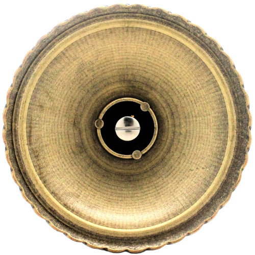Rope edge medallion concho in antique brass plating back side.