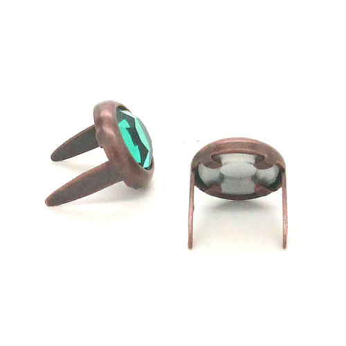 Dark Green Rhinestone copper plated base back.