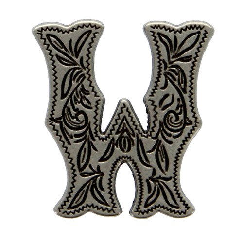 Alphabet Letter W Antique Silver Concho Front