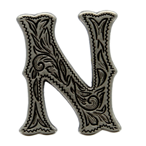 Alphabet Letter N Antique Silver Concho Front