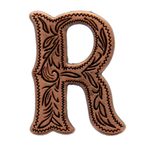 Alphabet Letter R Antique Copper Concho Front