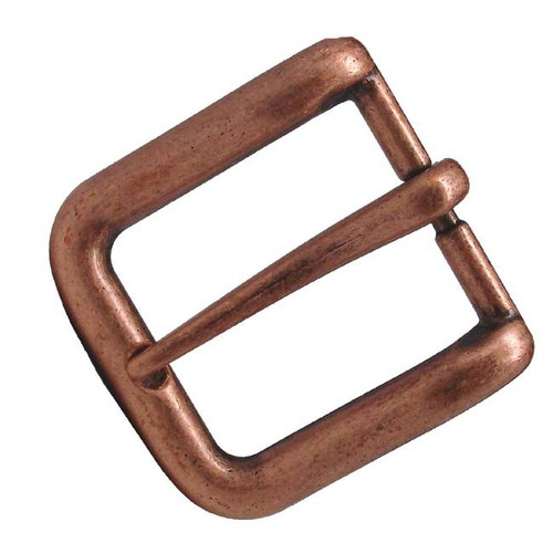 Solid metal 1-1/4" copper plated buckle in a wave design.