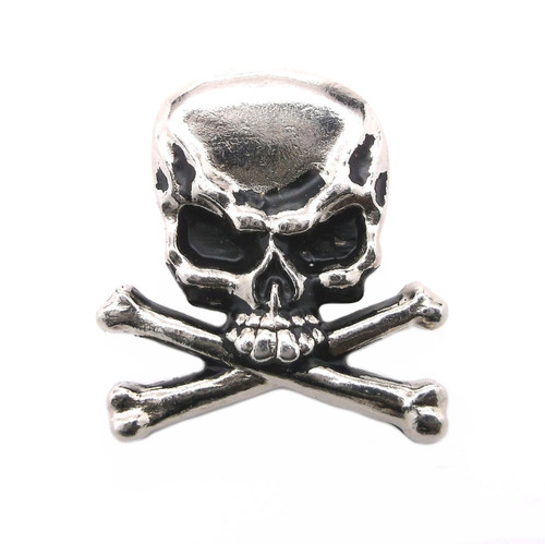 Skull and Crossbones Nickel Plated 1.25