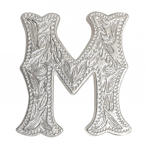 Alphabet Letter M Shiny Silver Screw Back Concho 3/4