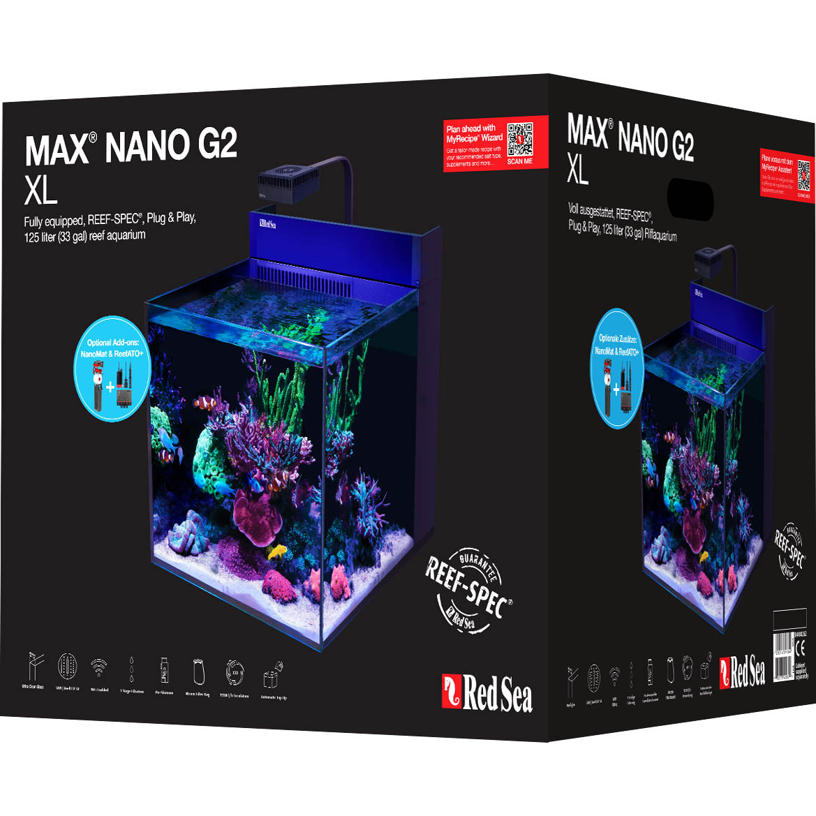 Black Max Nano XL G2 - 33 Gallon Aquarium (Black Stand) - Red Sea