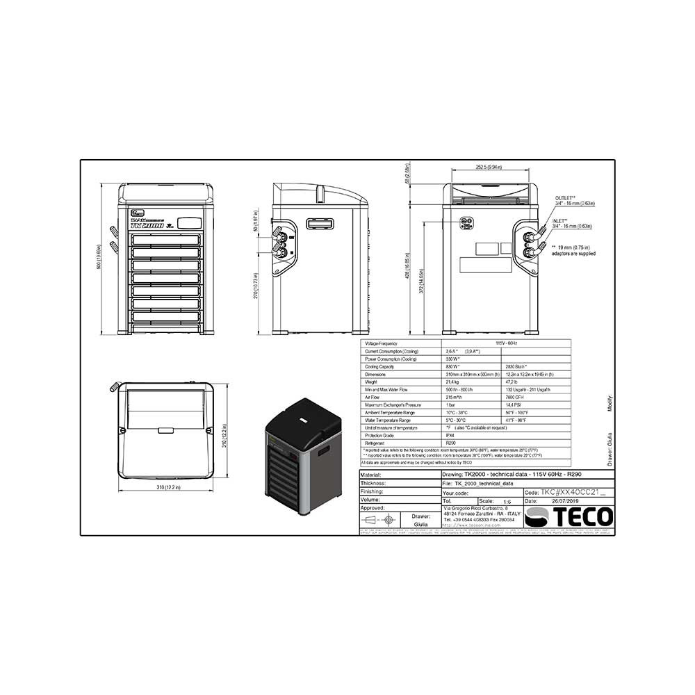 TECO SeaChill TK2000 1/3 HP Aquarium Chiller (Up to 500 Gallons