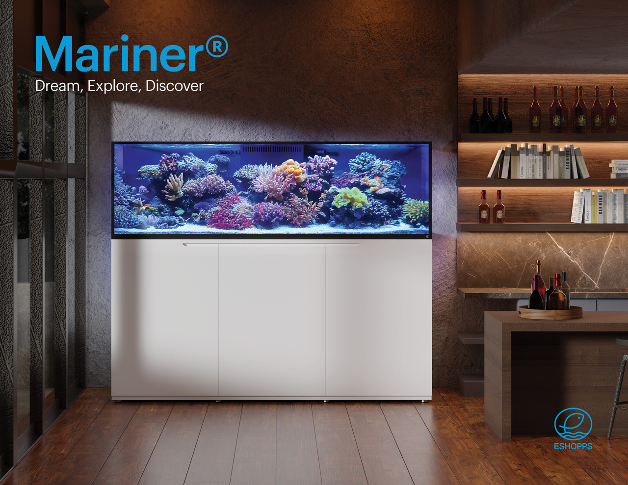 White Mariner M180 Gallon Rimless Reef Tank - Eshopps
