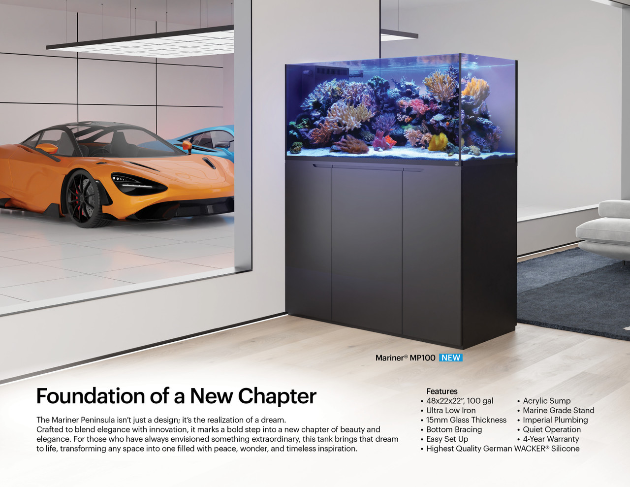 Black Mariner M180 Gallon Rimless Reef Tank - Eshopps