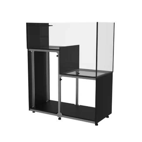 84 Gallon Peninsula Drop Off Aquarium w/ Black Stand - Fiji Cube