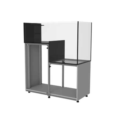 84 Gallon Peninsula Drop Off Aquarium w/ Black Stand - Fiji Cube