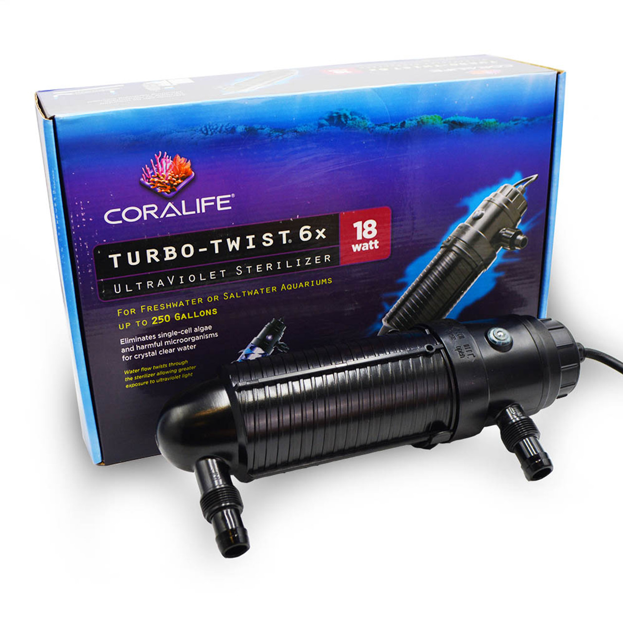 Turbo Twist 6X UltraViolet Sterilizer 18W (250 gal) - Coralife