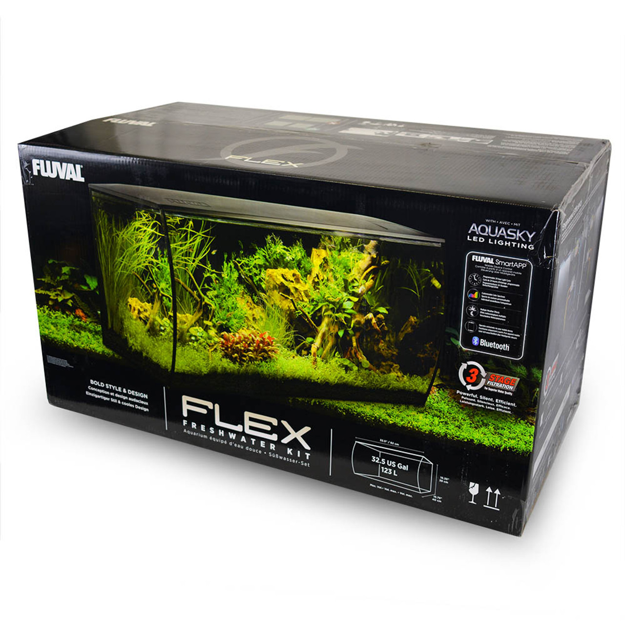 L Fluval FLEX US (32.5 Black 123 Kit, - Aquarium Gal),