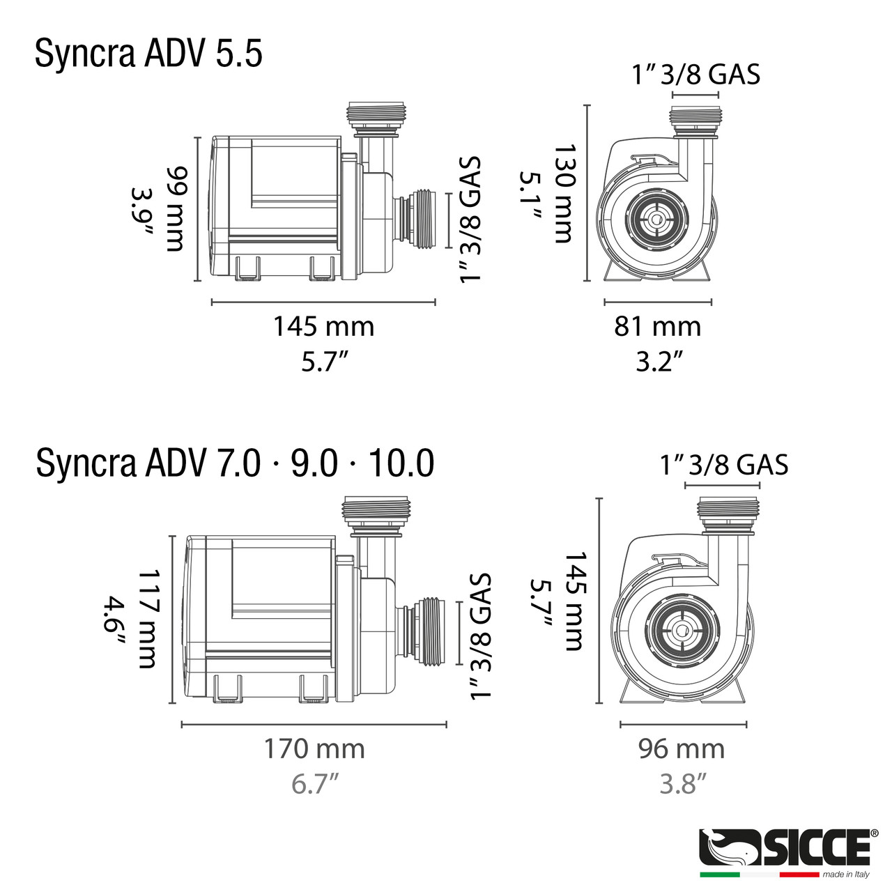Syncra ADV Advanced 5.5 Aquarium Pump (1500 GPH) - Sicce